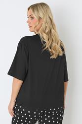 YOURS Plus Size Black 'Sleepover Club' Sleep Top | Yours Clothing 6