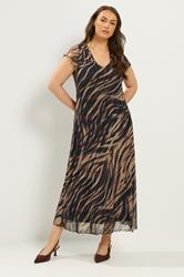 YOURS Plus Size Brown Zebra Print Maxi Dress | Yours Clothing 3