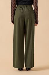 PixieGirl Petite Women's Khaki Green Zip Pleated Trousers | PixieGirl 2