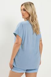 YOURS Plus Size Blue 'Mystic Soul' Laser Cut Slogan T-Shirt | Yours Clothing 2