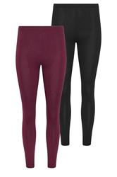 PixieGirl Petite 2 PACK Burgundy Red & Black Cotton Leggings