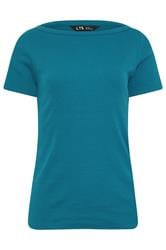 LTS Tall camiseta azul turquesa con escote barco