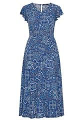 YOURS blauwe maxi-jurk met tegelprint