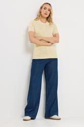 LTS Tall Women's Yellow Knitted Polo Top | Long Tall Sally 2