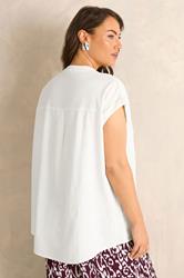 EVANS Plus Size White Embroidered Shoulder Linen Blend Shirt | Evans 2