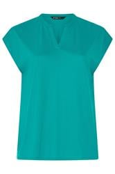 YOURS Curve Blue Notch Neck T-Shirt