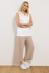 LTS Tall Women's White Embroidered Cotton Vest | Long Tall Sally 1