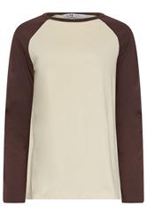 LTS Tall Chocolate Brown & Ivory White Raglan Cotton T-Shirt