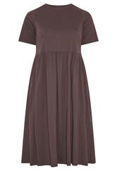 YOURS Curve Chocolate Brown Throw on Smock Dress