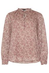 M&Co blusa con lazo en el cuello y estampado floral crema y rojo