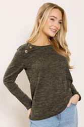 M&Co Brown Button Detail Long Sleeve Tunic Top | M&Co 3
