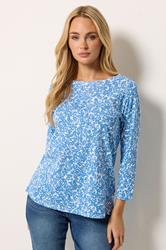 M&Co Blue Ditsy Floral Cotton Top | M&Co 3