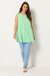 YOURS Plus Size Green Soft Touch Swing Vest Top | Yours Clothing 1