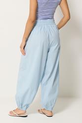 PixieGirl Petite Women's Light Blue Cotton Poplin Barrel Leg Trousers | PixieGirl 2