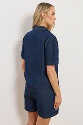LTS Tall Women's Set Indigo Blue Denim Cotton Shirt & Shorts | Long Tall Sally 5