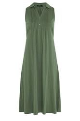 EVANS Robe longue vert kaki à encolure boutonnée