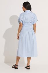 PixieGirl Petite Women's Blue Stripe Shirt Maxi Dress | PixieGirl 2