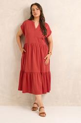 EVANS Plus Size Rust Orange Cotton Midi Dress | Evans 1