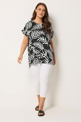 YOURS Plus Size Black Leaf Print Top | Yours Clothing 1