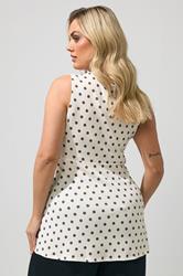 YOURS LONDON Plus Size Ivory White Polka Dot Knot Front Top | Yours Clothing 2