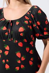 LIMITED COLLECTION Plus Size Black Strawberry Tea Dress | Yours Clothing 4