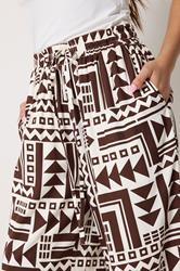 PixieGirl Petite Women's Brown Abstract Harem Trousers | PixieGirl 4