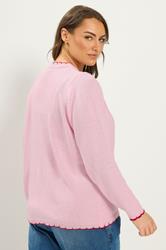 YOURS Plus Size Pink Scallop Edge Cardigan | Yours Clothing 4