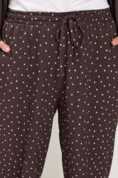 YOURS Plus Size Chocolate Brown Polka Dot Barrel Trousers | Yours Clothing 3