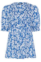 EVANS Curve Blue Floral Pintuck Blouse