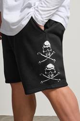 BadRhino Big & Tall Black Skull Printed Jogger Shorts | BadRhino 4