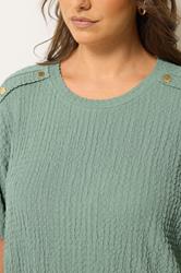 YOURS Plus Size Sage Green Button Detail Bubble Texture Top | Yours Clothing 4