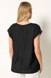 LTS Tall Women's Black Textured Stripe Top | Long Tall Sally 4
