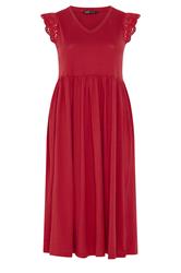 Yours Curve Red Broderie Sleeve Maxi Dress