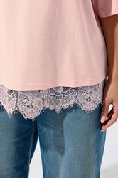LIMITED COLLECTION Plus Size Pastel Pink Lace Trim T-Shirt | Yours Clothing 4