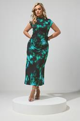 YOURS LONDON Plus Size Teal Blue Abstract Drape Dress | Yours Clothing 3