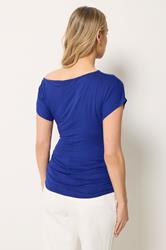 LTS Tall Women's Cobalt Blue Off Shoulder Ruched Top | Long Tall Sally 2