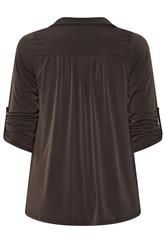 EVANS Plus Size Chocolate Brown Long Sleeve Blouse | Evans 2