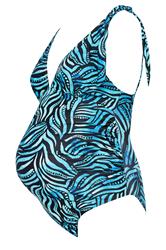 BUMP IT UP MATERNITY Plus Size Black Palm Leaf Tie Swimsuit | Yours Clothing 5