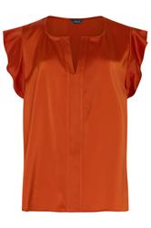 M&Co blusa con mangas con volantes de color naranja