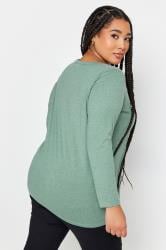 YOURS Plus Size Green Marl Long Sleeve Top | Yours Clothing