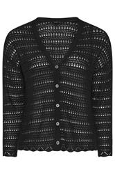YOURS Plus Size Black Pointelle Knit Cardigan | Yours Clothing 5