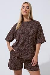 LIMITED COLLECTION Plus Size Chocolate Brown Leopard T-Shirt | Yours Clothing 3