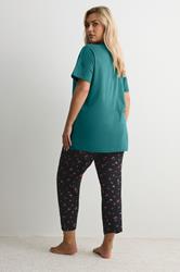 YOURS Plus Size Green 'Mon Cheri' Pyjama Set | Yours Clothing 2