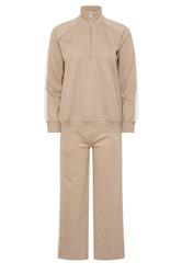 PixieGirl Petite Set Natural Brown Stripe Cotton Sweatshirt & Wide Leg Joggers