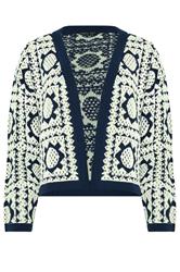 M&Co Navy Blue & White Crochet Knitted Cardigan | M&Co 7