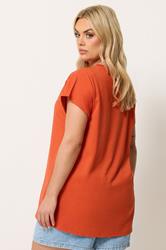 YOURS Plus Size Orange Grown On Sleeve T-Shirt | Yours Clothing 2