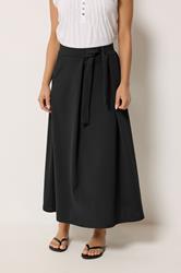 M&Co Petite Black Tie Waist Midi Skirt | M&Co 1