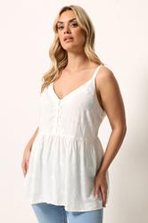 YOURS Plus Size White Embroidered Floral Vest Top | Yours Clothing 3