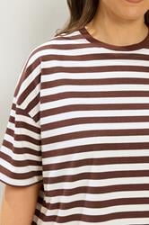 YOURS Plus Size Brown Stripe T-Shirt & Shorts Co-ord | Yours Clothing 5
