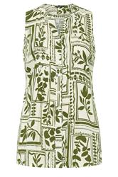 EVANS Plus Size Green Leaf Pintuck Sleeveless Shirt | Evans 6
